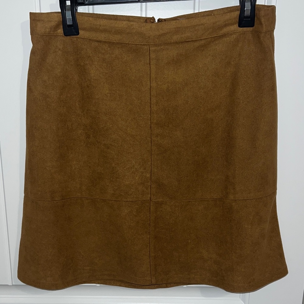 Sans Souci Size L Paneled Faux Suede Mini Skirt - Picture 8 of 9